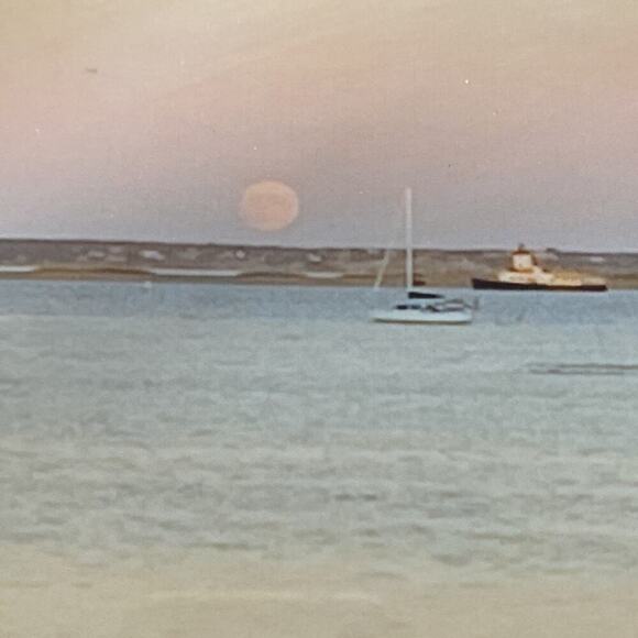 8x10 glossy full moon rise over Provincetown harbor - Picture 2 of 3